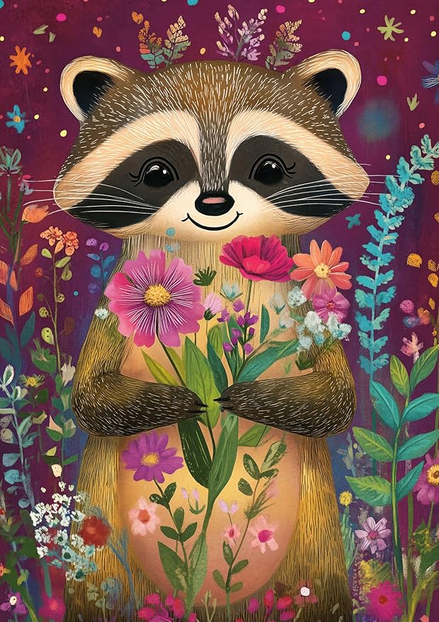Ceaco - JK Stewart - Raccoon Cutie - 500 Piece Jigsaw Puzzle - Relaxing and Fun Activity for Adults