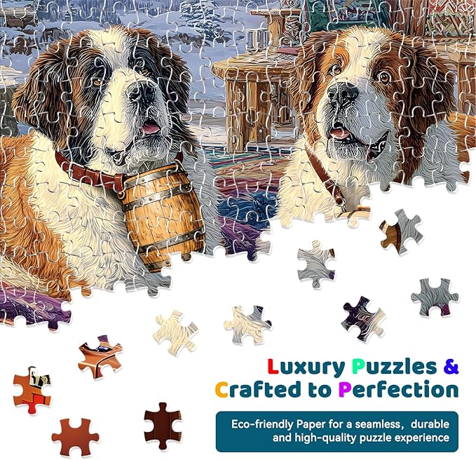 300 Piece Puzzles for Adults, 300 Piece Puzzles for Adults Large Piece, Saint Bernards Mountain Jigsaw Puzzle Funny Gift for Adult Kids Challenging Family Games Toy, 20.5 X 15 in