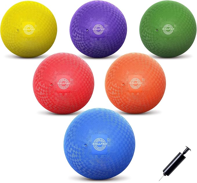 8.5 Inch Dodgeballs Playground Balls, Dodge Ball Set for Kids & Adults, Bouncing Kickballs Handball for Outdoor & Indoor Games - Includes Pump & Mesh Storage Bag