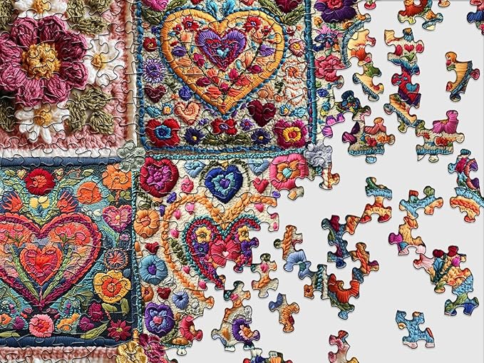 Springbok Crochet Hearts 1000 Piece Jigsaw Puzzle for Adults - Poster Now Included - Unique Cut Pieces - Made in USA