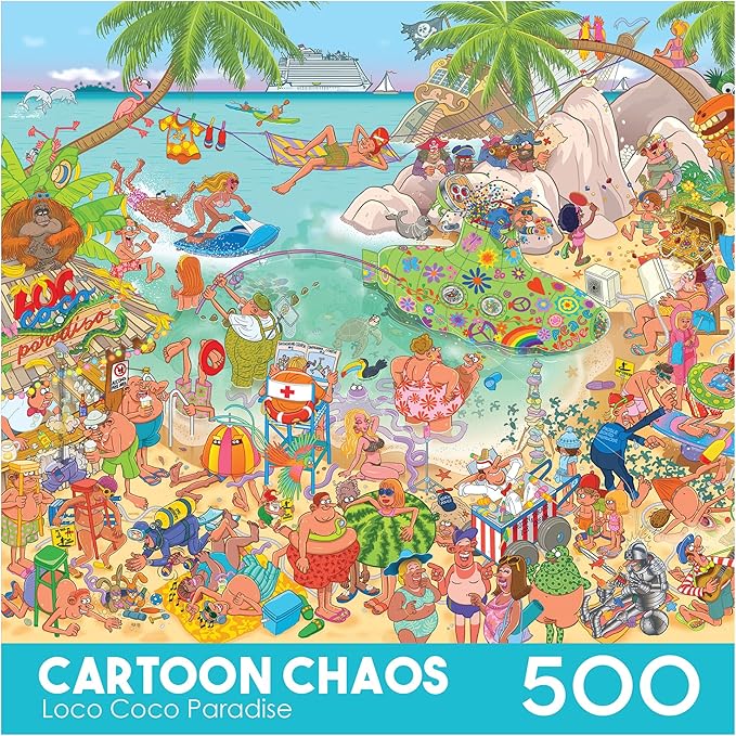 RoseArt - Cartoon Chaos - Loco Coco Paradise - 500 Piece Jigsaw Puzzle for Adults