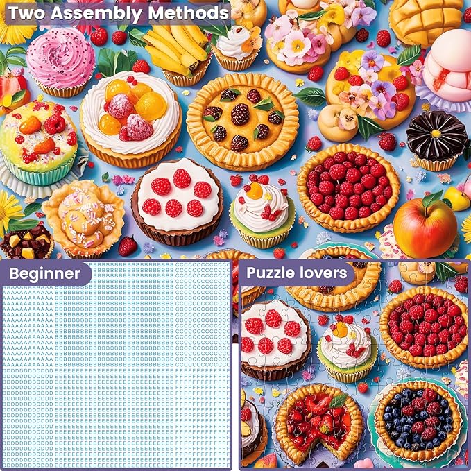 300 Piece Puzzles for Adults, Jigsaw Puzzles 300 Pieces for Adult Delicious Pie Dessert Puzzle for Adults 300 Pieces Recycled Cardboard Jigsaw Puzzles Challenging Game Birthday Party Gift