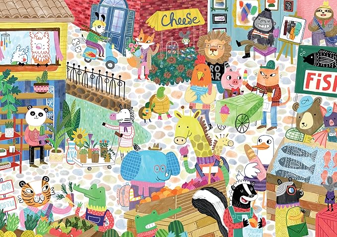 Ceaco - Large Piece Jigsaw Puzzle - Animals at the Market - Relaxing and Fun Activity for Adults