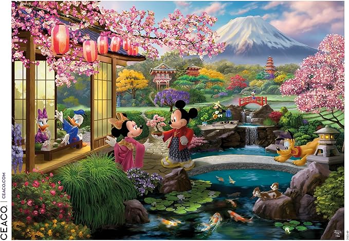 Ceaco - Disney - Thomas Kinkade - Mickey & Minnie in Japan - 1000 Piece Jigsaw Puzzle for Adults - Challenging Puzzle Perfect for Game Nights - Finished Size is 26.5 x 19