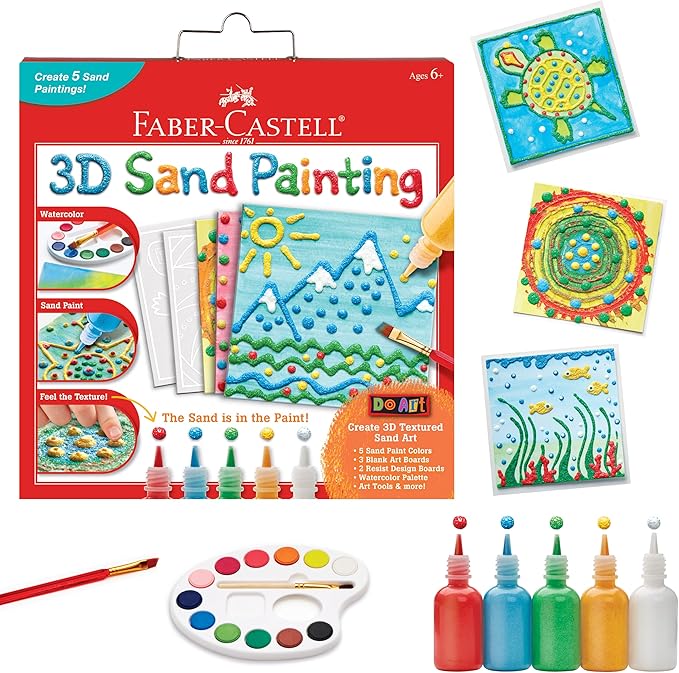 Faber-Castell 3D Sand Painting Kit for Kids: Create 5 Sand Art Pictures, DIY Arts and Crafts for Kids, Art Projects and Gifts for Girls and Boys (Ages 6+)