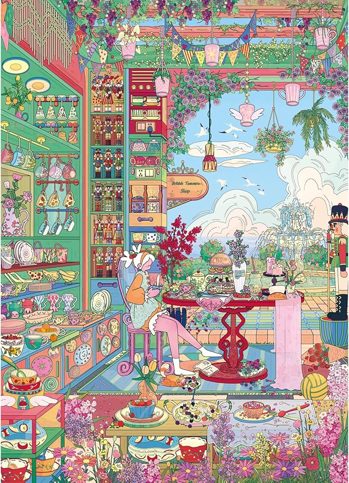 HUADADA Puzzles for Adults 1000 Pieces Teashop Puzzles 1000 Pieces,Impossible Puzzle, Family Decoration Puzzle Gift
