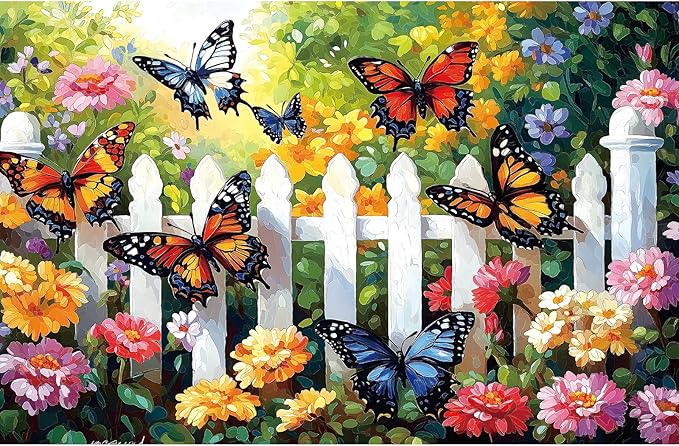 MINIWAN 500 Piece Puzzles for Adults - Vibrant Butterfly Garden Jigsaw Puzzle, 23x15 Inches with Unique Irregular Shaped Pieces for Relaxation & Home Wall Decor