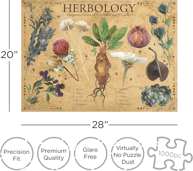 Aquarius Harry Potter Herbology 1000pc Puzzle (1000 Piece Jigsaw Puzzle) - Glare Free - Precision Fit - Officially Licensed Merchandise & Collectibles - 20x28 Inches
