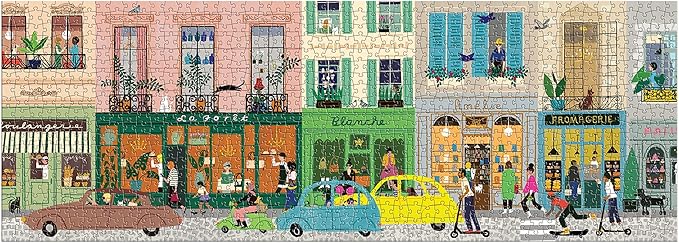 Galison Parisian Life – 1000 Piece Panoramic Puzzle Fun and Challenging Activity with Bright and Bold Artwork of Everyday Living in Paris for Adults and Families