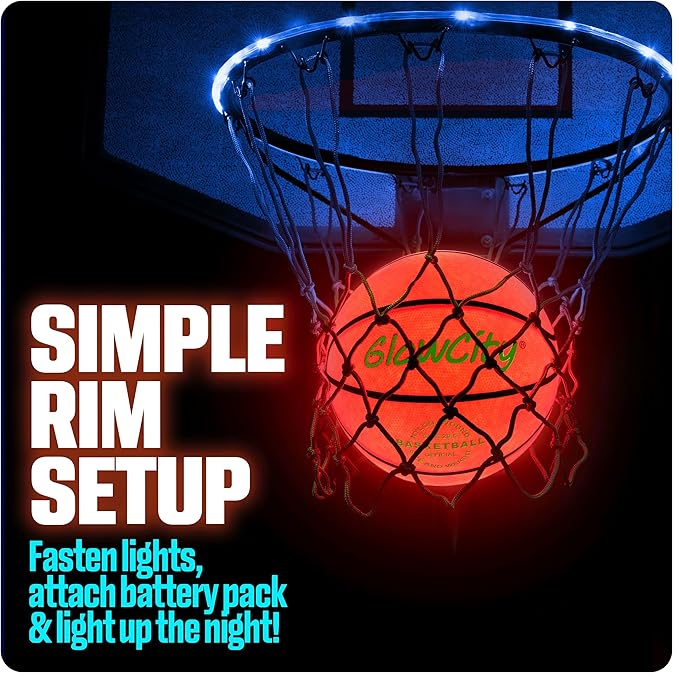 GlowCity Glow in The Dark Basketball - Size 5, 6, 7 Light Up Ball for Kids, Teens & Adults - Night Outdoor Games - Sports Birthday Gifts Ideas for Boys Ages 6 7 8 9 10 11 12 13 14 15