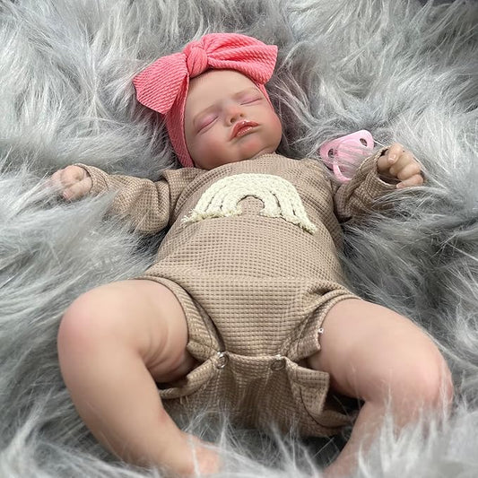 MRB Lifelike Reborn Baby Dolls, 18 inch Realistic Baby Dolls Soft Weighted Body Real Life Baby Dolls Girl, Collectible Newborn Doll with Accessories Gifts for Kids Age 3+