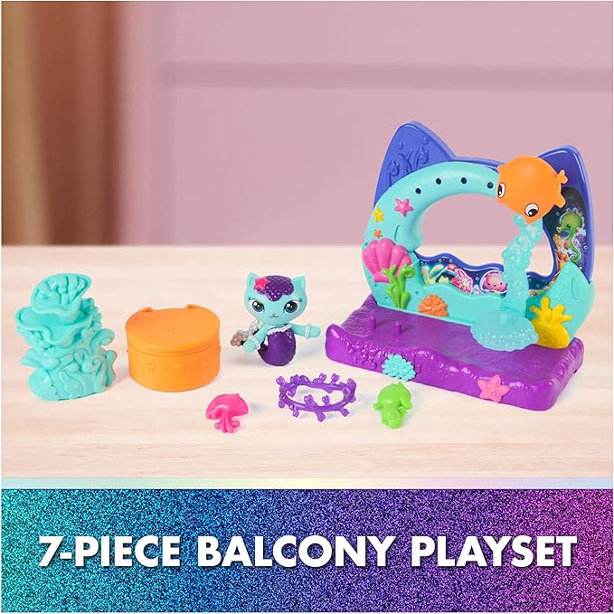 DreamWorks GABBY'S Dollhouse The Movie, Mercat's Aquarium Balcony, with Toy Figure & Dollhouse Accessories, Kids Toys for Girls & Boys Ages 3 and Up