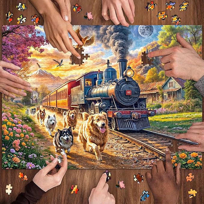 Jigsaw Puzzles for Adults 1000 Pieces, Interlock Perfectly No Dust, Impossible Difficult Hard Fun 1000 Piece Jigsaw Puzzles for Adults-1:1 Poster-Happy Train
