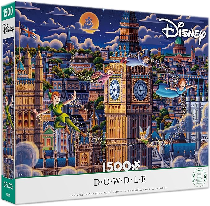 Ceaco - Disney - Dowdle - Peter Pan Learning to Fly - 1500 Piece Puzzle for Adults - Challenging and Perfect for Game Nights - Finished Puzzle Size 38.5 x 26.5