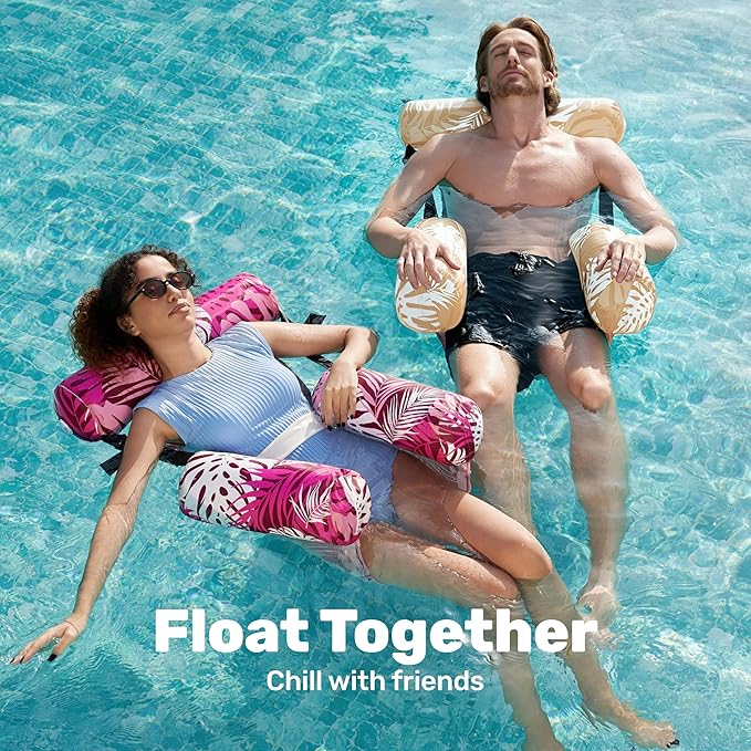 SLOOSH Inflatable Pool Floats Adult,2 Packs Floating Lounge Chairs,Blow up Pool Noodles for Adult Heavy Duty,Floating Chair for Party Summer Water Beach Lake Fun