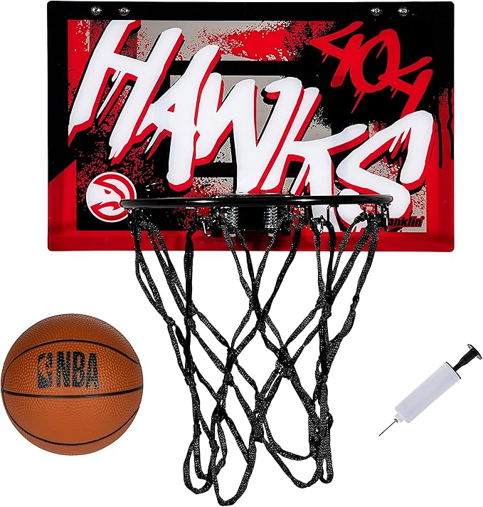 Franklin Sports NBA Team Over the Door Basketball Hoops - Kids Indoor Mini Basketball Hoop + Ball Set - NBA Fan Mini Hoops