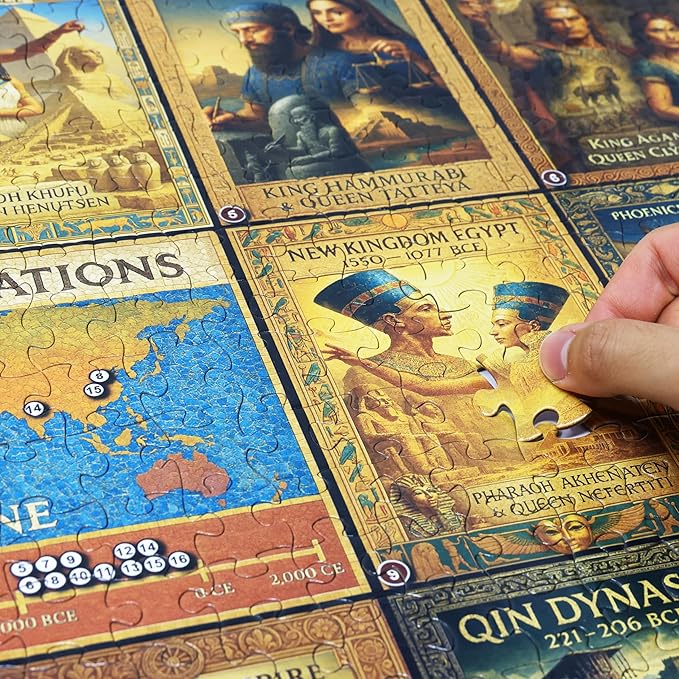 Think2Master Ancient Civilizations World History Jigsaw Puzzle 500 Pieces Large Format for 13+, Teens, Adults & Families. Great Gift. Historical Timeline & World Map. Size: 26.8” X 18.9”