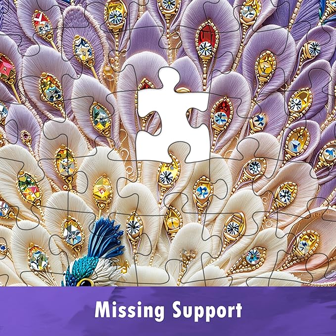Crystal Peacock Puzzles for Adults 1000 Pieces, Pretty Embroidery Diamond Adults Puzzles,Perfectly Letter on Back No Dust, Matte Finish 3D Embroidery Puzzles Home Decor, 27.5" x 19.7" Gifts Games