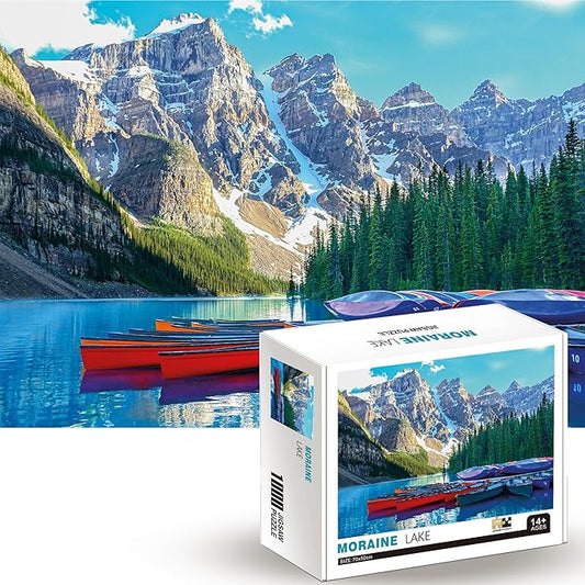 1000 Piece Jigsaw Puzzles for Adults Teens Kids - Fine Art Challenging, Moraine Lake 1000Pcs Puzzle, Family Game Gift, Size 27"x20"
