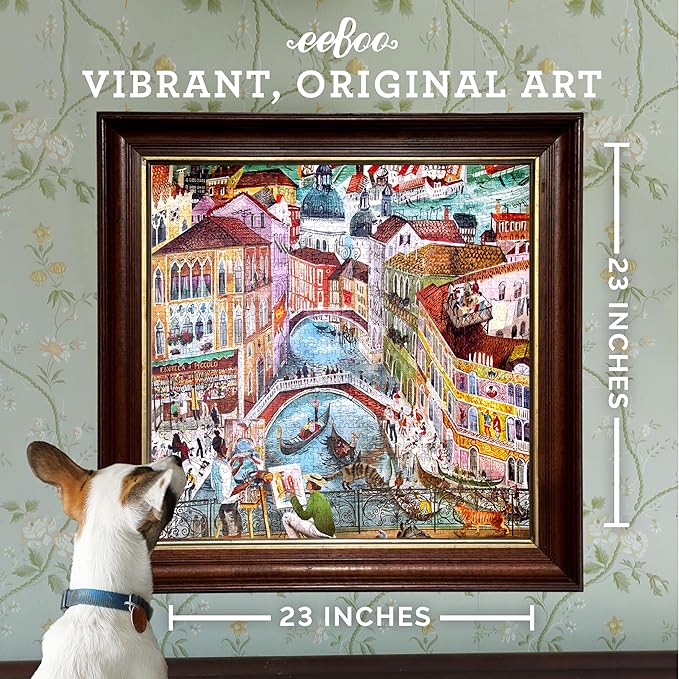 eeBoo 1000 Piece Puzzle - Artists in Venice Jigsaw Puzzle for Adults, Square 23" x 23" Made with Recycled Board & Vegetable-Based Ink