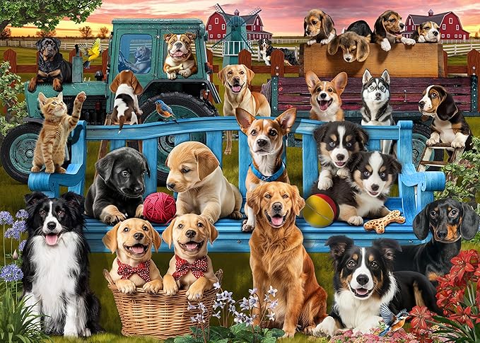 Jigsaw Puzzles for Adults 1000 Pieces, Animal Dogs Collection Difficult Challenging Unique Puzzle for Game Night Family Home Decor, 20x27 Inches, Dog Family