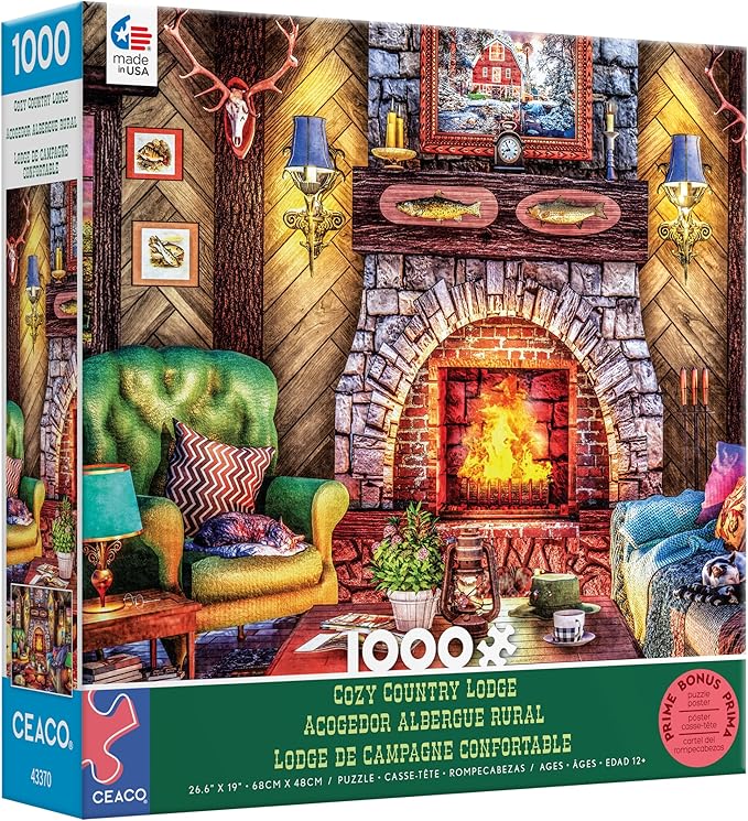 Ceaco - Dominic Davison - Cozy Country Lodge - 1000 Piece Jigsaw Puzzle for Adults - Challenging Puzzle Perfect for Game Nights - Finished Size is 26.5 x 19