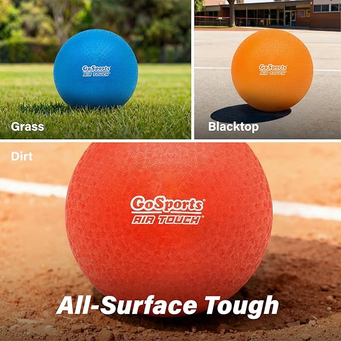 GoSports Playground Balls for Kids - Choose 8.5” or 10” Sizes - Heavy Duty Set of 6 with Carry Bag and Ball Pump