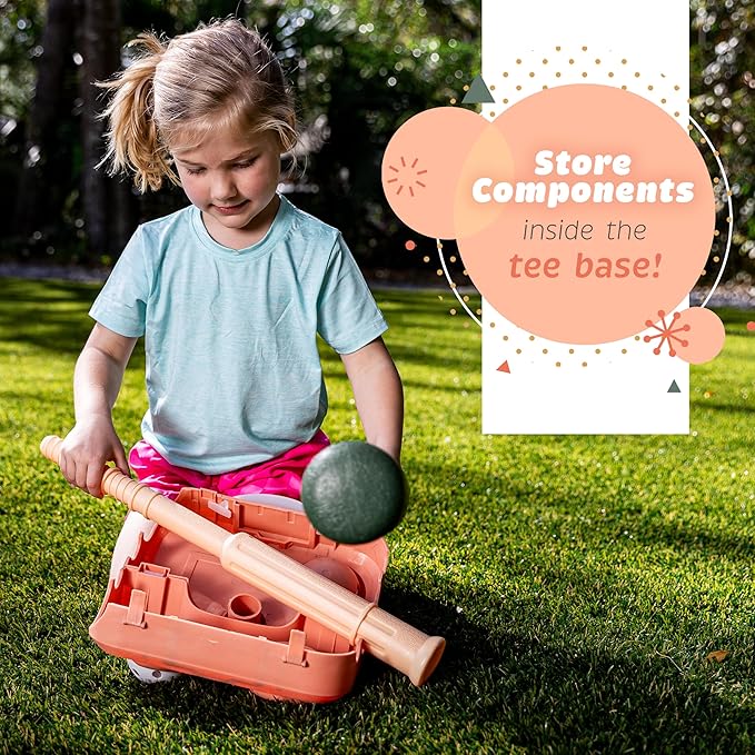 Franklin Sports USA Softball Kids Softball Batting Tee Set - Jumbo Plastic Softball Bat, Ball + Tee - Adjustable + Portable for Youth + Toddlers - Fold Away