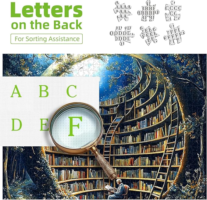 500 Pieces Puzzles for Adults, Magic Moon Library Jigsaw Puzzle for Adults 500 Pieces - Forest Fantasy Challenging, Night Book Puzzle, Gift for Adult Jigsaw Puzzles Lovers (20 x 20 inch)