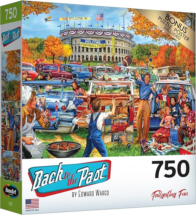 RoseArt - Back to The Past - Tailgating Fun - 750 Piece Jigsaw Puzzle for Adults