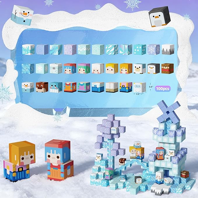 GobiDex 100PCS Magnetic Blocks Magnet Building Toys, Princess Castle Toys for Girls, Upgraded STEM Sensory Birthday Gift for Kids Age 3+ Years Old