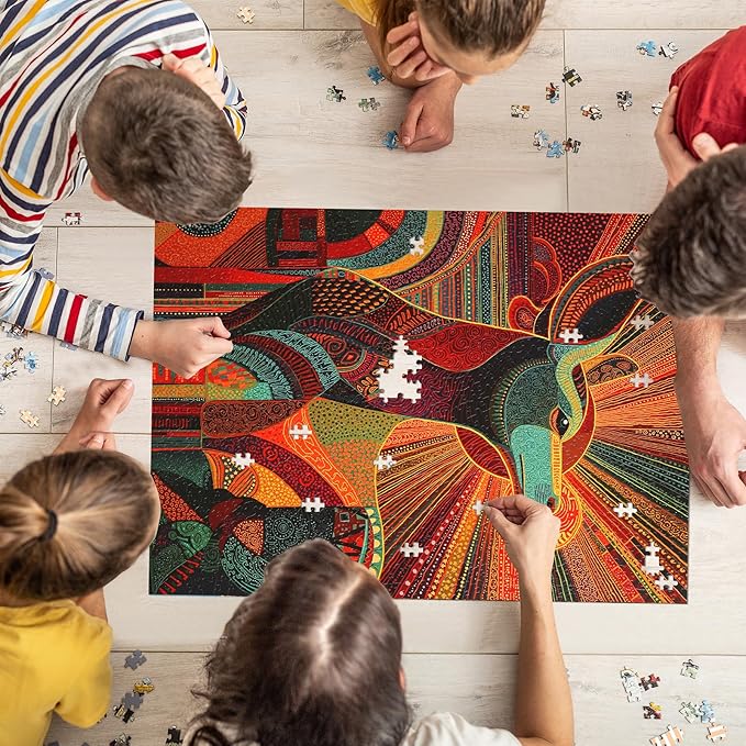 Jigsaw Puzzles for Adults 1000 Pieces, Animal Deer Difficult Challenging Unique Puzzle for Game Night Family Home Decor, 20x27 Inches, 20x27 Inches, Colorful Deer