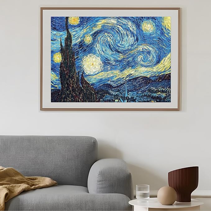 1000 Piece Jigsaw Puzzles for Age 14+, Fine Art Challenging, Starry Night 1000Pcs Puzzle, Family Game Gift, Size 27"x20"