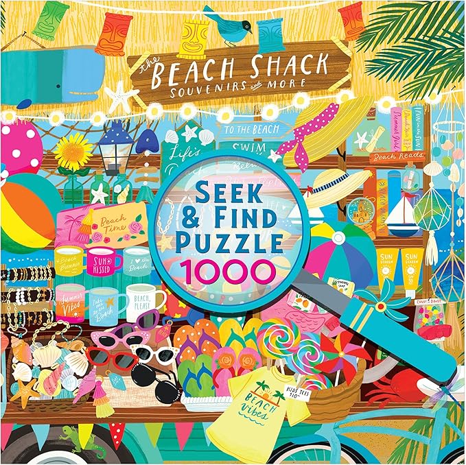 RoseArt - Seek & Find - Beach Souvenir Shop - 1000 Piece Jigsaw Puzzle for Adults, Hidden Object Puzzle, Coastal Gift Shop Scene, Premium Puzzle with Bonus Poster