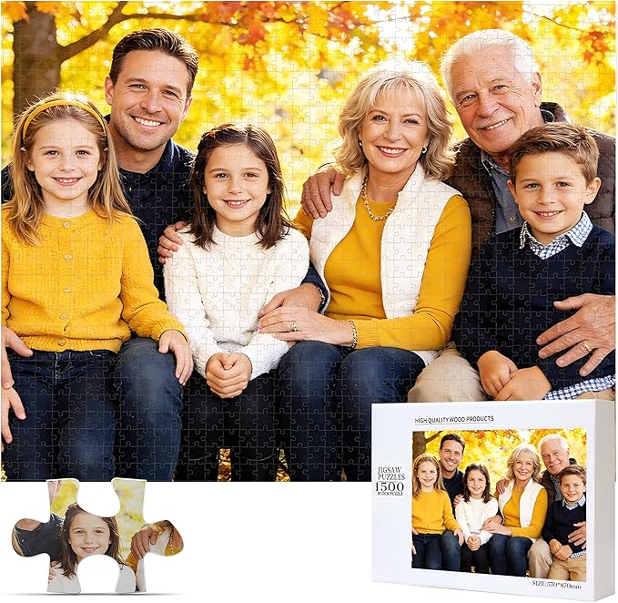 Custom Photo Puzzle 1500 Pieces，Personalized Jigsaw Puzzle Made from Your Own Picture, Ideal Gift for Valentine's Day, Wedding, Pet, Birthday, Familys