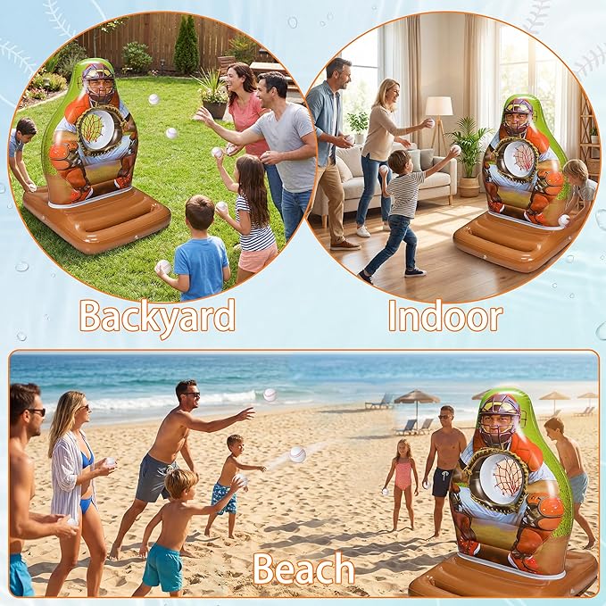 Pool Toys Games Set, Inflatable Pool Baseball Toss Game, Fun Swimming Floating Game Toy for Kids Adults, Outdoor Beach Yard Water Target Play, Summer Family Party Sports Gift Boy Girl Teen