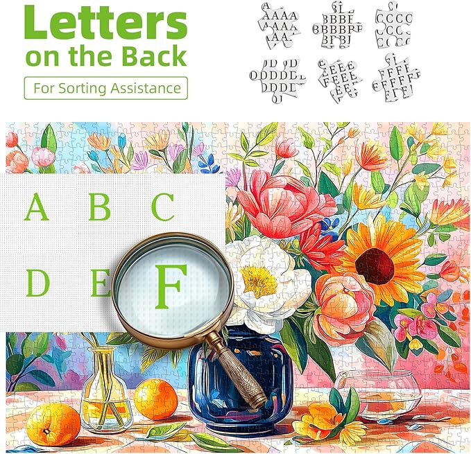 Pretty Flower Jigsaw Puzzle 500 Pieces for Adults, Colorful Floral Still Life Art Puzzle, Premium Thick Cardboard with Tight Interlocking, Ideal for Stress Relief, Home Decor