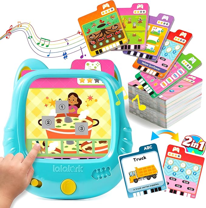 JOVA lalalark Kids Learning Tablet for Toddlers 3-5, 200 Pages Talking Flash Cards with Sight Words & Games, Montessori Learning Toys for Words, Simple Math, Logical Thinking, Easter Basket Stuffer