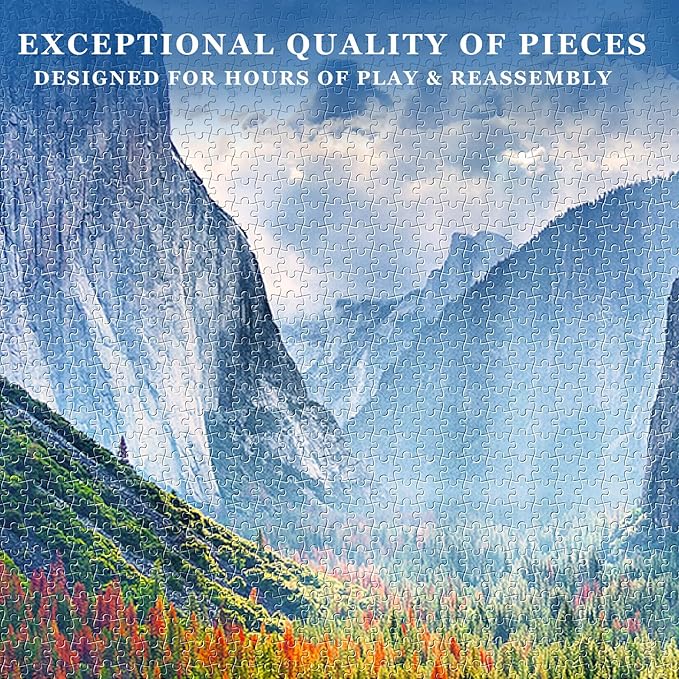 Jigsaw Puzzles for Adults, 2 Pack Puzzles for Adults 1000 Pieces, Yosemite National Park & Wooden Long Bridge in Plitvice National Park, Gifts for Women &Mom