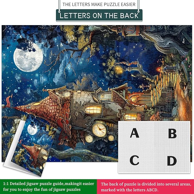Ancient Castle Puzzles for Adults 1000 Pieces, Jigsaw Puzzles for Adults 1000 Piece, Challenging Game Toys, Impossible Puzzle, Family Decoration Puzzle
