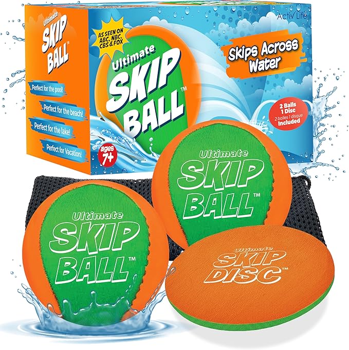 Activ Life The Ultimate Water Skip Balls, Water Bouncing Ball for Swimming Pool, Beach Toys for Friends, Family, Kids and Adults