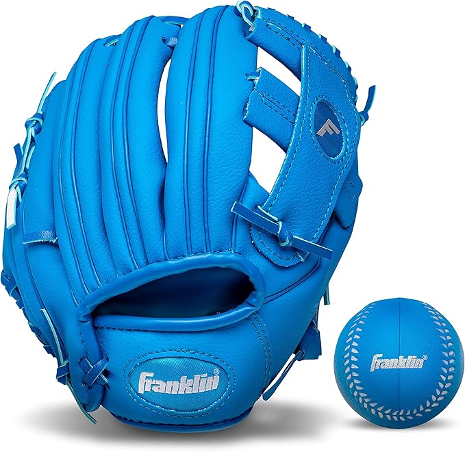 Franklin Sports Kids Baseball Gloves - RTP Youth Teeball Glove + Ball Set - Boys + Girls Teeball Mitt - Kids + Toddlers - 9.5"