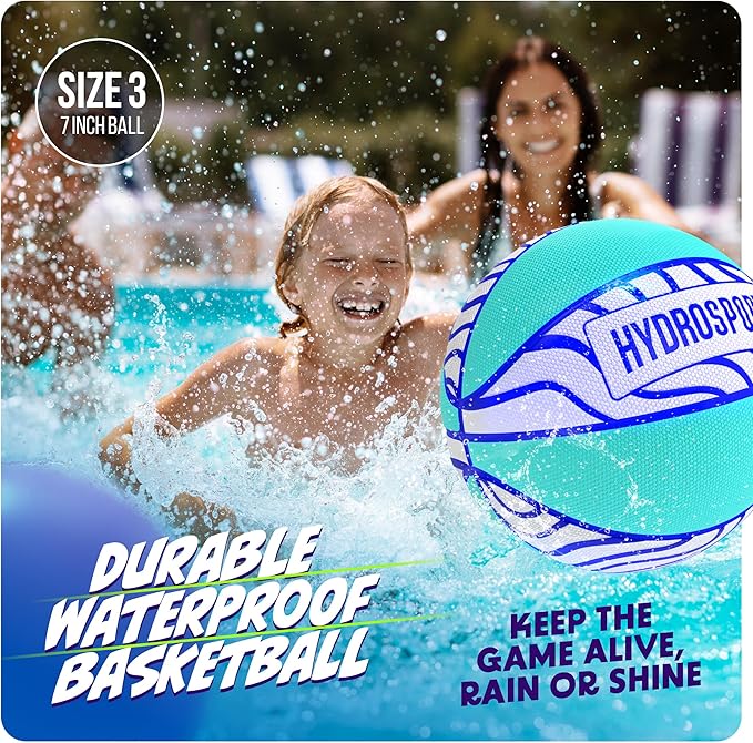 Pool Basketball (Size 3) - Pool Toys for Kids, Teens, & Adults - Water Basketball for Pools Party - Waterproof Swimming Balls - Water Toys for Kids Ages 8-12 - Lake, Beach Accessories - Summer Games
