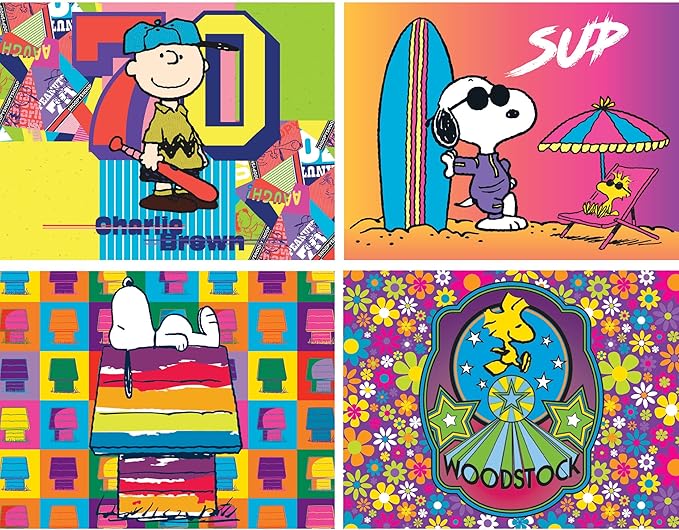 RoseArt - Snack Size Multi-Puzzle Set - Peanuts - 4 x 100 Piece Jigsaw Puzzle for Adults