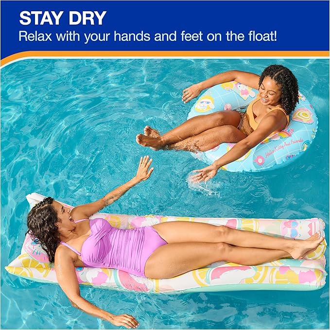 Swimways Hello Kitty Suntanner Pool Float, Inflatable Pool Floats & Kids Pool Toys, Swimming Pool Accessories & Beach Essentials for Teens Aged 14 & Up