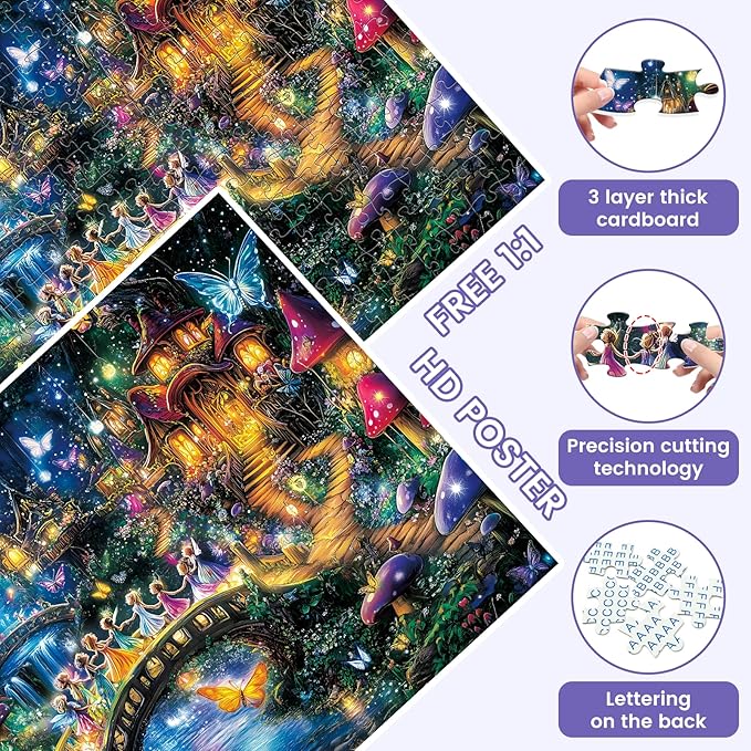 300 Pieces Butterfly Puzzles for Adults, Fairy Puzzle for Adults Children, Scenery Puzzle 300 Pieces, Gift for Birthday, Home Decor, Fun for Family Entertainment(20.5 * 15 in)
