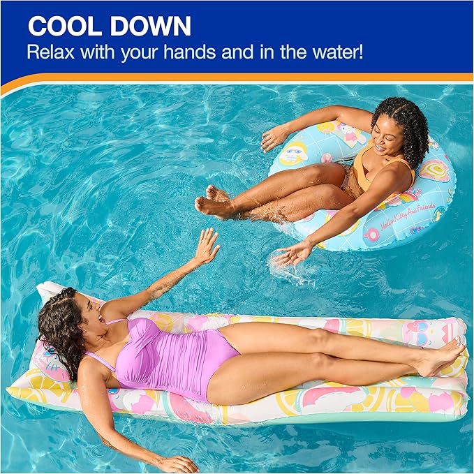 Swimways Hello Kitty Suntanner Pool Float, Inflatable Pool Floats & Kids Pool Toys, Swimming Pool Accessories & Beach Essentials for Teens Aged 14 & Up