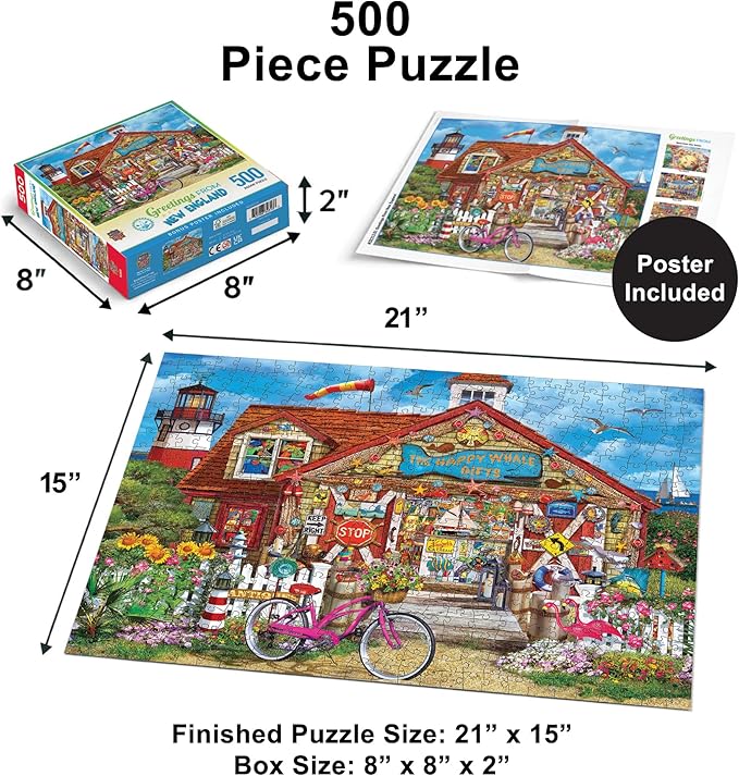MasterPieces 550 Piece Jigsaw Puzzle for Adults, Family, Or Youth - Greetings from New England - 18" x 24"