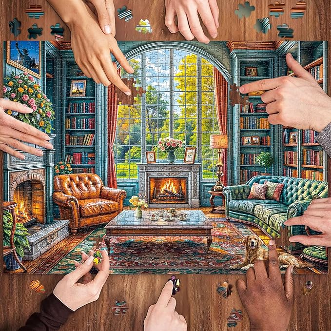 Warm Study Room Puzzles for Adults 1000 Piece, Jigsaw Puzzles for Adults, Adult Challenging Game Toys, Impossible Puzzle, Family Decoration Puzzle