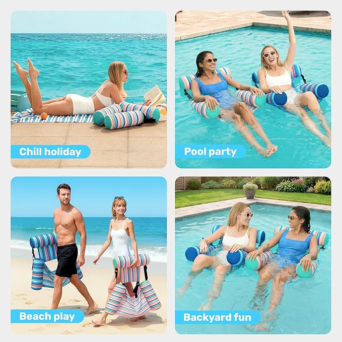SLOOSH Inflatable Pool Floats Adult,2 Packs Floating Lounge Chairs,Blow up Pool Noodles for Adult Heavy Duty,Floating Chair for Party Summer Water Beach Lake Fun